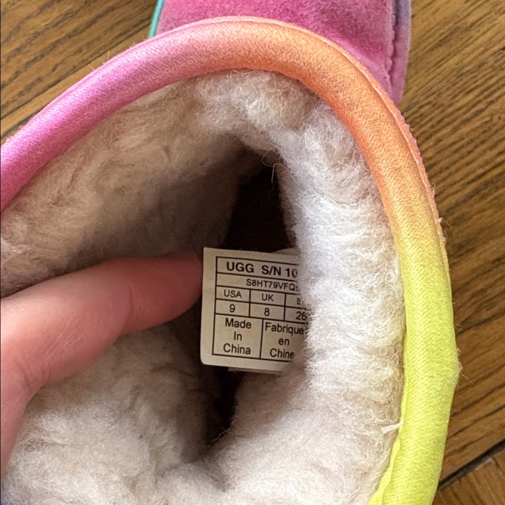Hot pink Uggs with rainbow trim - Picture 3 of 5